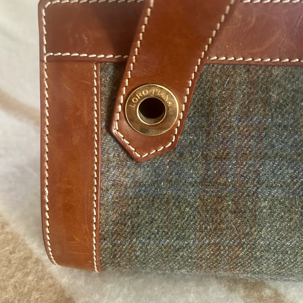 Rare Loro Piana Brown & Plaid Blue Leather Handbag- PRICE IS FIRM - Picture 13 of 15